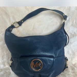 Michael Kors Navy Leather Hobo Shoulder Bag